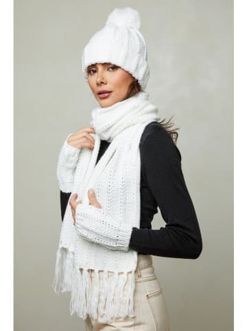 Soft Cashmere 3-delige set: muts, sjaal en wanten wit