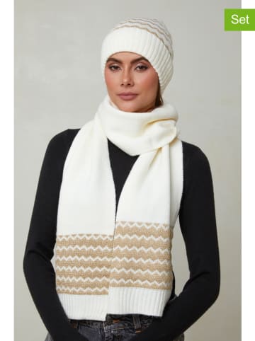 Soft Cashmere 2-delige set: muts en sjaal wit