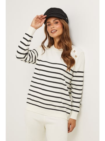 Soft Cashmere Trui crème/zwart