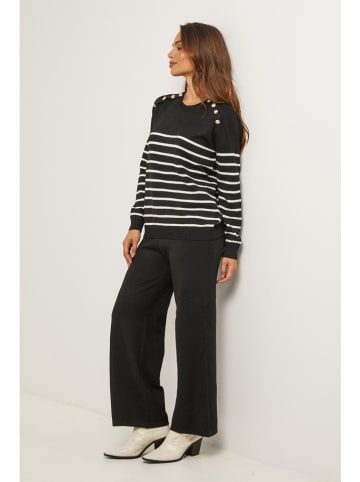 Soft Cashmere Pullover in Schwarz/ Weiß