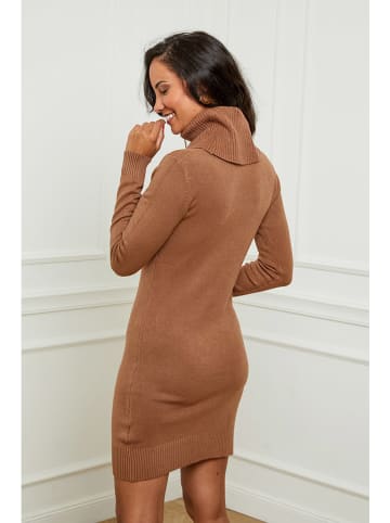 Soft Cashmere Sukienka dzianinowa w kolorze jasnobrązowym