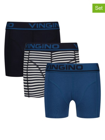Vingino 3er-Set: Boxershorts in Blau/ Dunkelblau/ Weiß