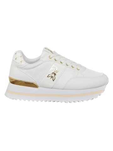 Patrizia Pepe Skórzane sneakersy w kolorze złoto-białym