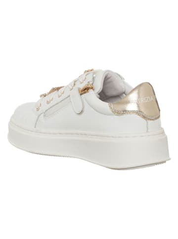 Patrizia Pepe Leder-Sneakers in Weiß/ Gold
