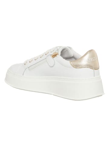 Patrizia Pepe Leder-Sneakers in Weiß/ Gold