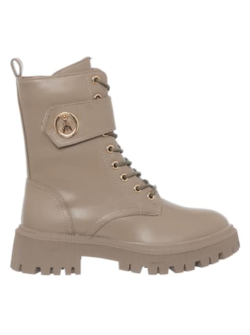 Patrizia Pepe Skórzane botki w kolorze szarobrązowym