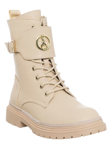 Patrizia Pepe Skórzane botki w kolorze beżowym