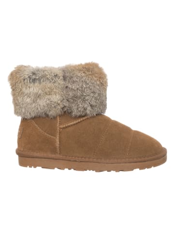 Patrizia Pepe Skórzane botki zimowe w kolorze jasnobrązowym