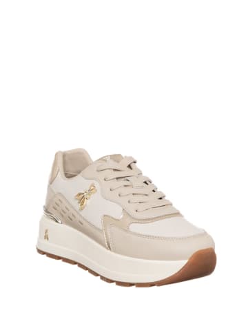 Patrizia Pepe Skórzane sneakersy w kolorze beżowo-kremowym