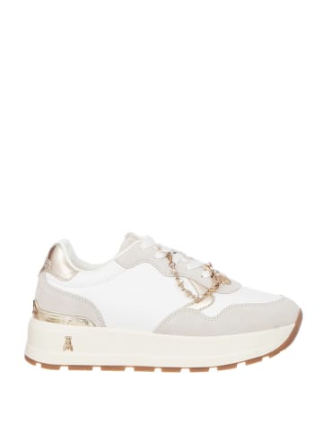 Patrizia Pepe Skórzane sneakersy w kolorze złoto-biało-kremowym