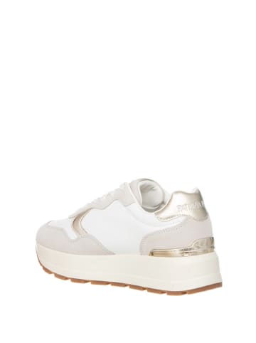 Patrizia Pepe Leder-Sneakers in Weiß/ Creme/ Gold