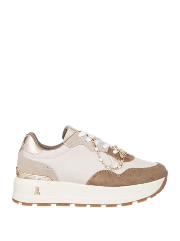 Patrizia Pepe Leder-Sneakers in Creme/ Hellbraun
