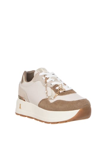 Patrizia Pepe Leder-Sneakers in Creme/ Hellbraun