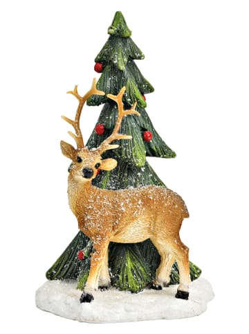 G. Wurm Figurka dekoracyjna "Deer" w kolorze zielono-jasnobrązowym - wys. 20 x Ø 12 cm