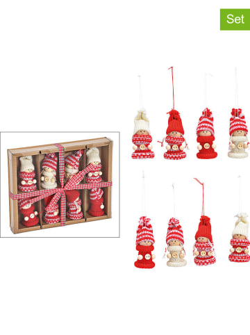 G. Wurm 8-delige set: kersthangers "Winterkind" rood/wt - (B)4 x (H)7 x (D)3 cm