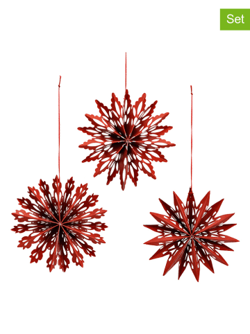 G. Wurm Zawieszki dekoracyjne (12 szt.) "Snowflake" w kolorze czerwonym - Ø 10 cm