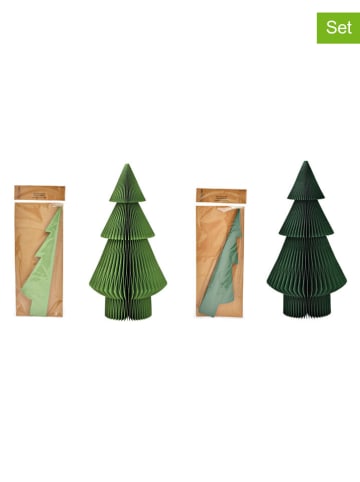 G. Wurm 2-delige set: decoratieve objecten "Tannenbaum" groen - (H)30 x Ø 15 cm