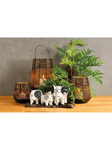 G. Wurm Bloempot "Elephant" wit/zwart - (B)16 x (H)13 x (D)11 cm