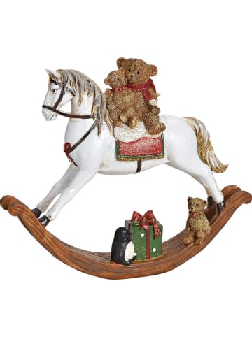 G. Wurm Decoratief figuur "Schommelpaard" wit/lichtbruin - (B)21 x (H)17 x (D)4 cm