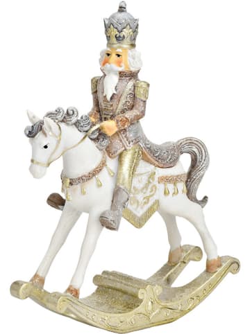 G. Wurm Decoratief figuur "Schommelpaard" wit/beige - (B)14 x (H)19 x (D)5 cm