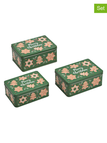 G. Wurm 3-delige set: voorraadblikken "Merry Christmas" groen/lichtbruin