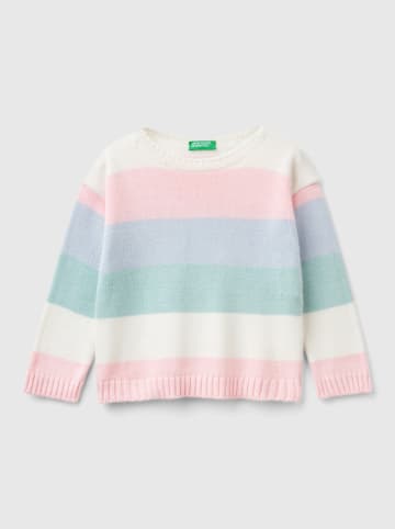 Benetton Sweter w kolorze jasnoróżowo-turkusowym