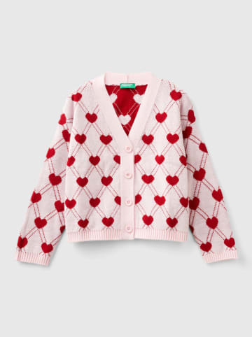 Benetton Kardigan w kolorze jasnoróżowo-czerwonym