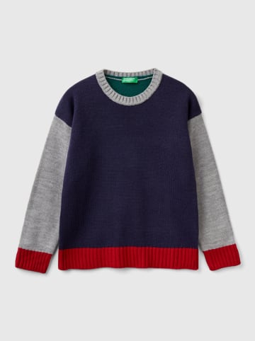 Benetton Trui donkerblauw/groen/grijs