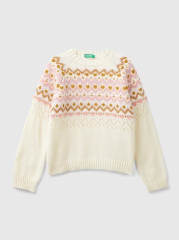 Benetton Sweter w kolorze kremowym