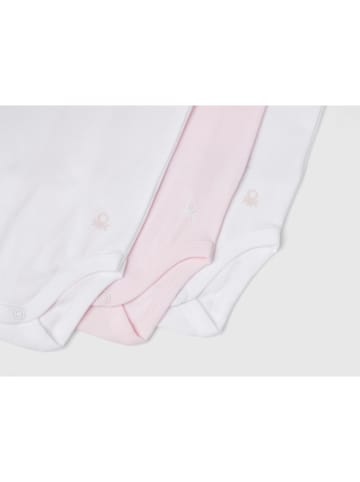 Benetton 3er-Set: Bodys in Weiß/ Rosa