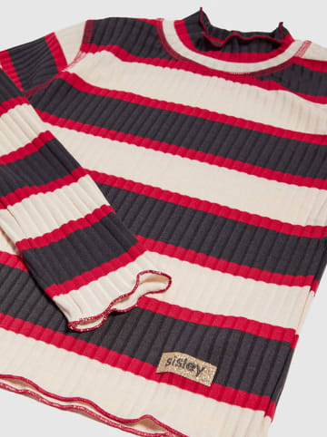 Sisley Koszulka w kolorze kremowo-czarno-czerwonym