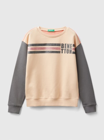 Benetton Bluza w kolorze szaro-pomarańczowo-beżowym
