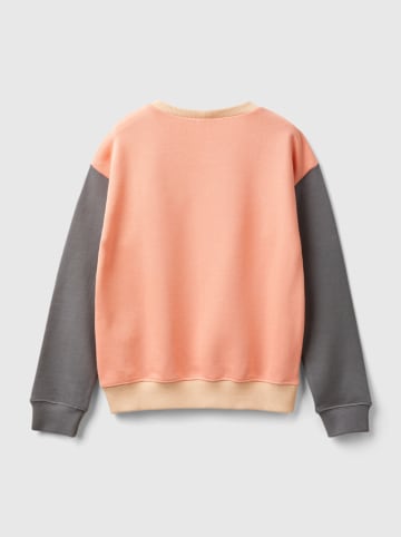 Benetton Bluza w kolorze szaro-pomarańczowo-beżowym
