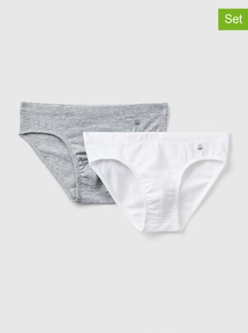 Benetton Slipki (2 pary) w kolorze szaro-białym