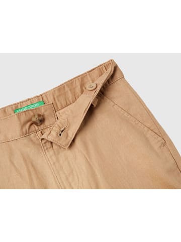 Benetton Linnen chinobroek - regular fit - lichtbruin