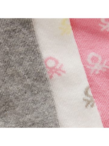 Benetton Skarpety (3 pary) w kolorze szarym, jasnoróżowym i białym