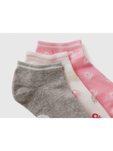 Benetton 3-delige set: sokken grijs/lichtroze/wit