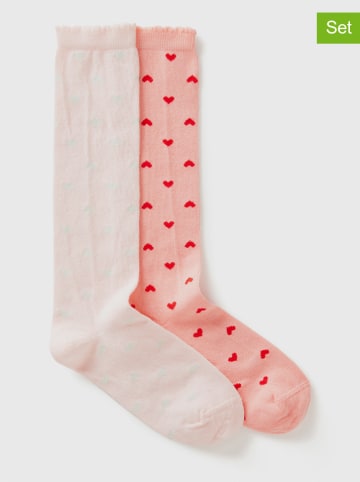 Benetton Skarpety (2 pary) w kolorze czerwono-jasnoróżowym