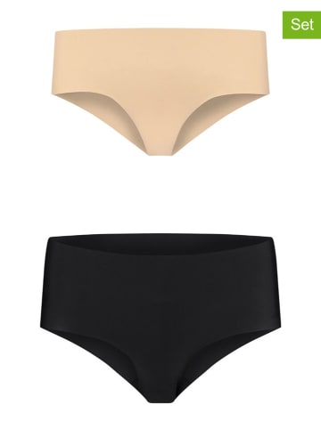 Bye Bra 2er-Set: Slips in Beige/ Schwarz
