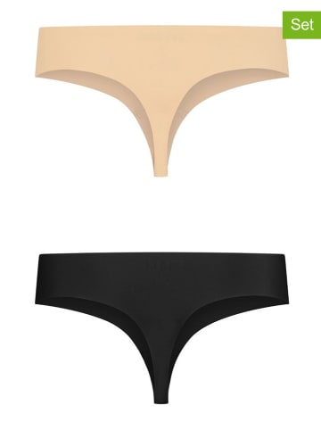 Bye Bra 2er-Set: Strings in Beige/ Schwarz