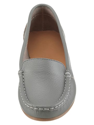 Heine Leder-Slipper in Grau