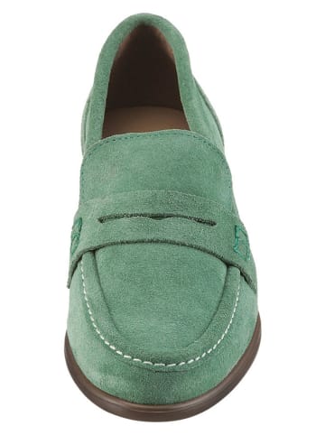 Heine Skórzane mokasyny w kolorze zielonym