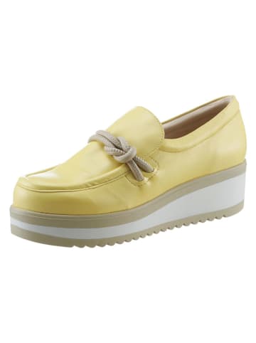 Heine Leren sleehakmocassins geel