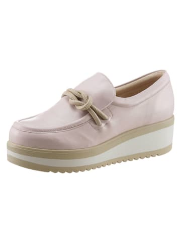 Heine Leren sleehakmocassins lichtroze