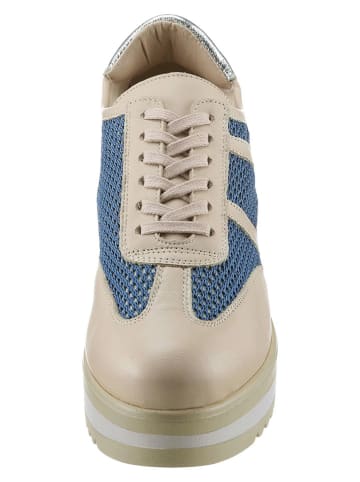 Heine Leder-Sneakers in Beige/ Blau