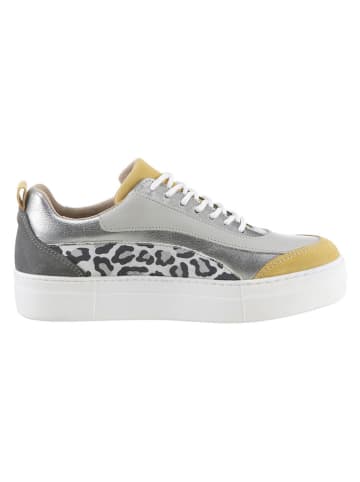 Heine Leder-Sneakers in Grau/ Bunt
