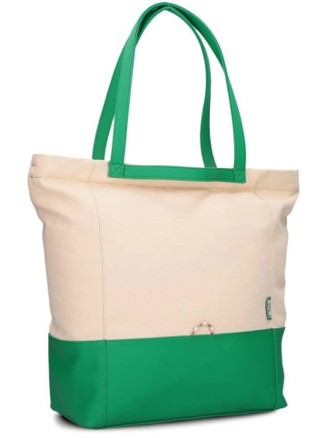 Zwei Shopper "Fiorella FI200" in Creme/ Grün - (B)44 x (H)38 x (T)19 cm