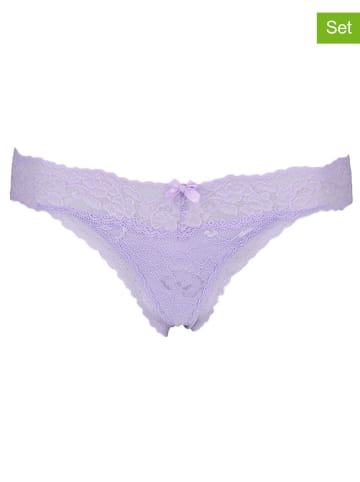 Hunkemöller 6-delige set: strings paars/oudroze/mintgroen