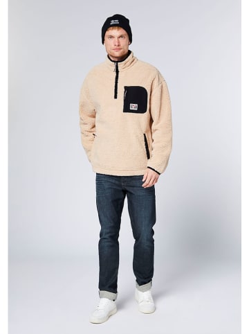 Chiemsee Fleecepullover in Beige/ Schwarz