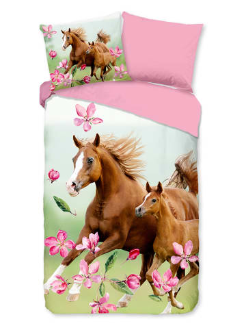 Pure Komplet pościeli "Melice" w kolorze jasnoróżowo-jasnobrązowym z mikrofibry